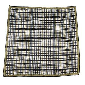 Vintage Vara Blue Green White Plaid Polyester Square Scarf Japan 21.5 x 21.5